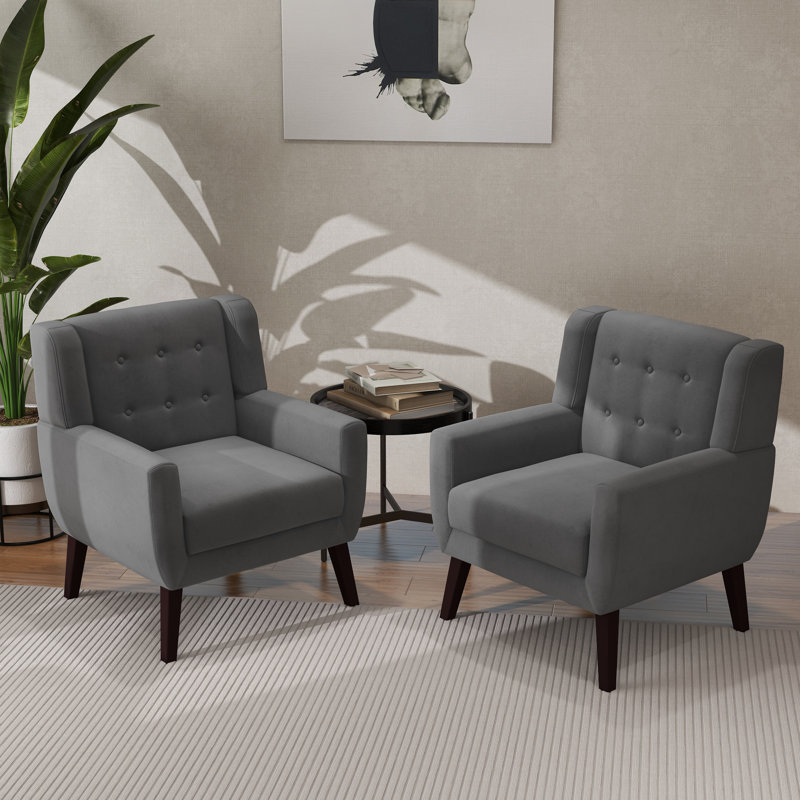 Jaqueze 73.4 Cm Wide Cotton Armchair, Grey Velvet