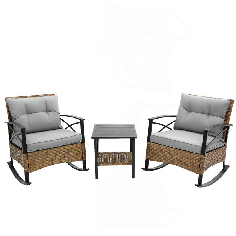 Ensemble de chaises berçantes 3 pièces, Gris