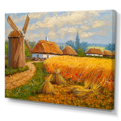 Vieux village rustique Lanscape - peinture sur toile
