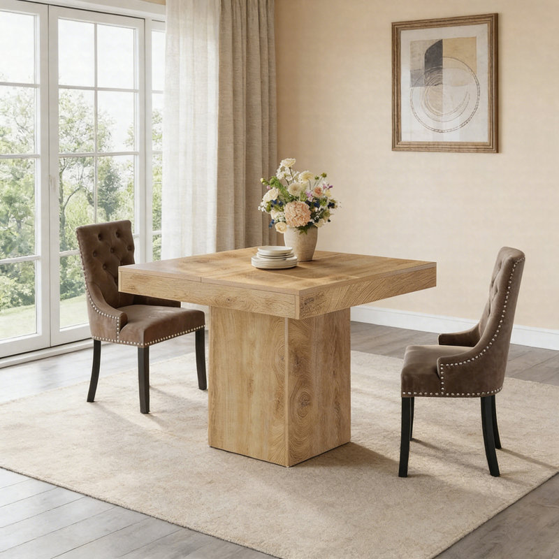 Table de salle à manger 39 po pour 4 personnes - Table de cuisine de ferme avec base piédestal robuste