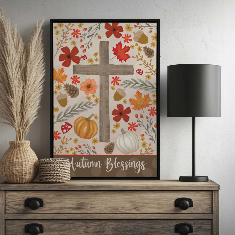 «Autumn Blessings» par Lisa Larson, reproduction d'art, Framed Canvas, 24 W x 36 H, White