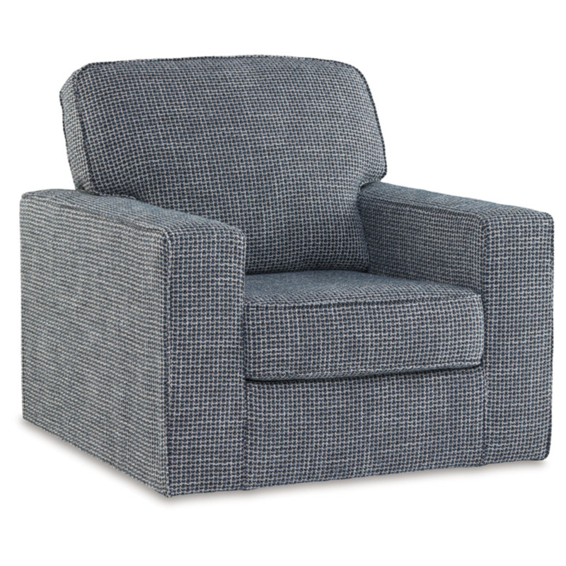 Blue Denim Transitional Swivel Accent Chair