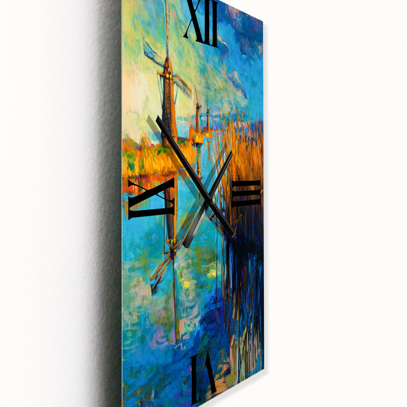 Horloge murale Windmills by the Deep Lake, Grand