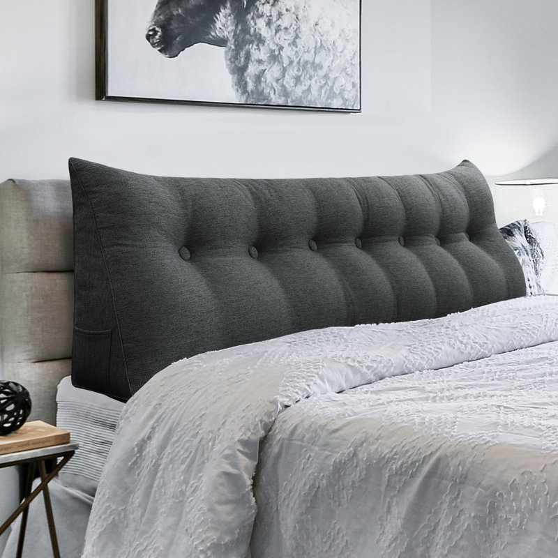 Sit-Up Back Comfort Large Triangular Bolster Headboard Reading Wedge Pillow, King, Anthracite
