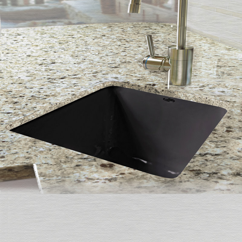 La Quinta 17.5'' L Undermount Single Bowl Cast Iron Kitchen Sink, Black