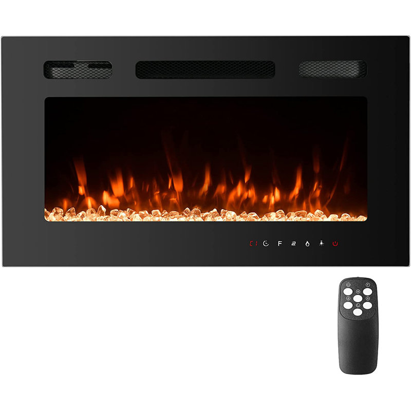 Aakifa Symple Stuff Black Electric Fireplace with 5000 BTU, 43.2cm H x 76.2cm W x 10.5cm D
