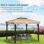 Auvent de remplacement pour pavillon de jardin à double aération 9,8 pi X, auvent de cour kaki 9,8 pi, pour le jardin