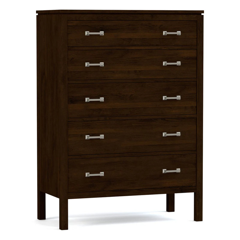 Origins 5 - Drawer Solid Wood Dresser, Nickel