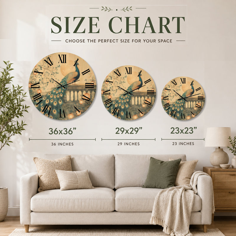 Balcon au clair de lune avec lanterne - Horloge murale asiatique, imprimée sur bois, Médium