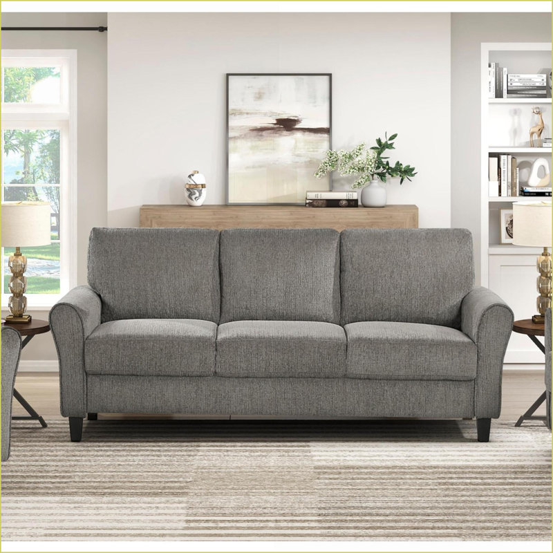 Canapé de salon en chenille brun noyer avec ressorts ensachés Sofas | Noyer brun | Bois massif, contreplaqué