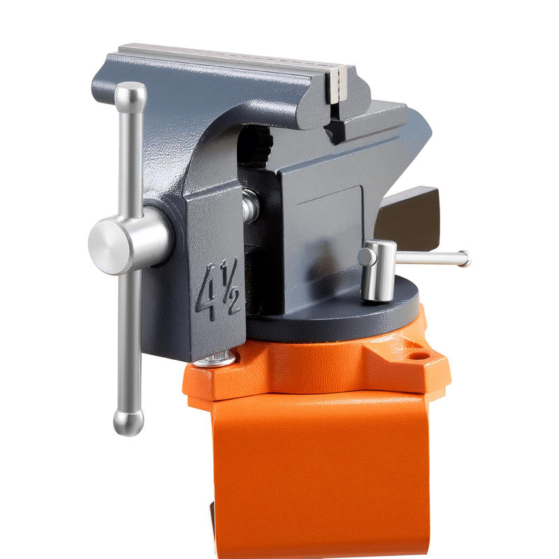 Étau d'établi, étau d'établi portatif de 4,5 po avec base pivotante à 270 °, pince de banc rotative à dégagement rapide, fabrication en fonte, pour le travail du bois, le travail des métaux, le perçage, le sciage, le conduit de coupe