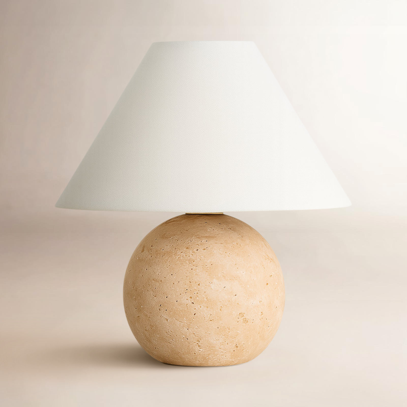 Chemise Travertine Table Lamp, Beige, Classic Empire