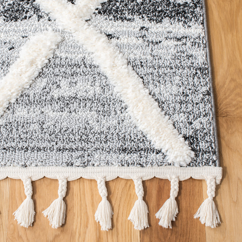 Demelza Moroccan Tassel Shag Performance Geometric Rug, Rectangle 8' x 10'