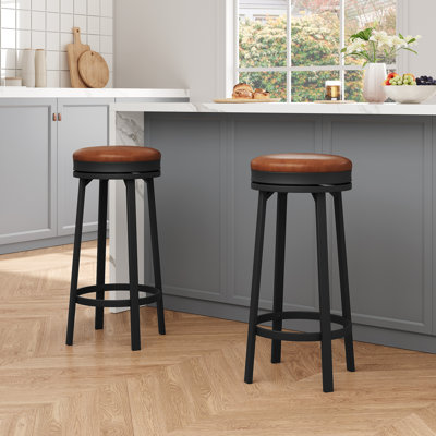 Upholstered Counter Stool with Metal Frame