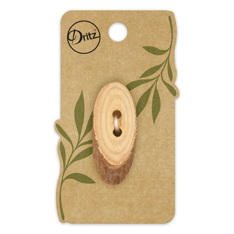 Bouton ovale grain de bois durable Dritz, 50 mm, brun clair, 3 boutons