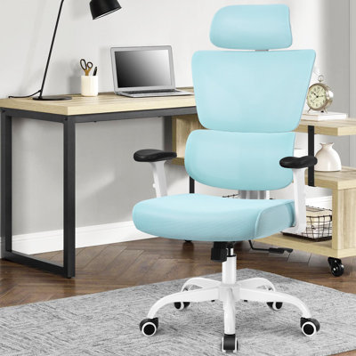 Chaise de travail ergonomique en filet avec appui-tête et repose-pieds Baram