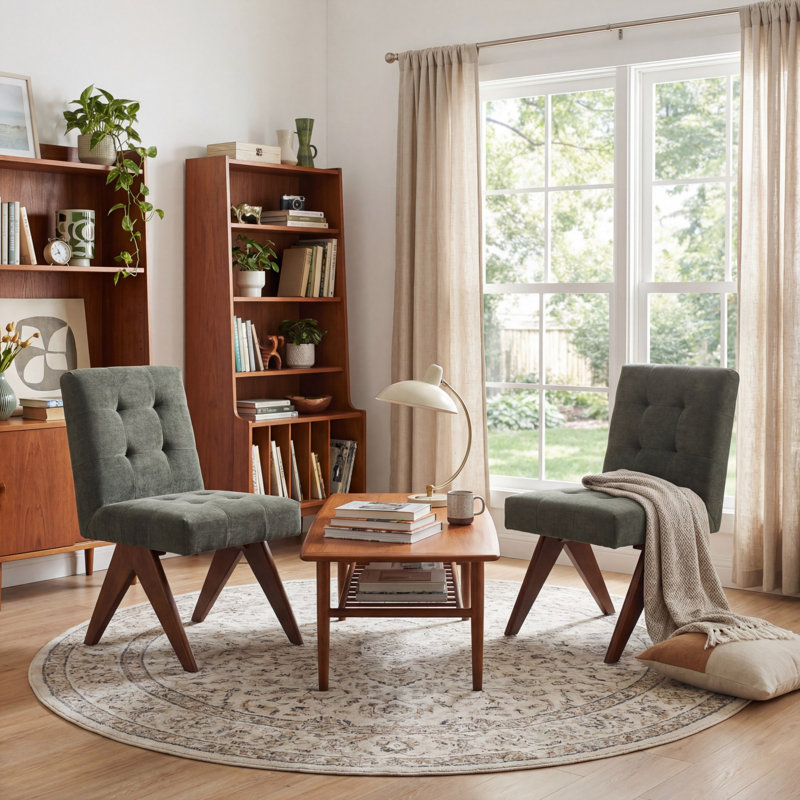 Chaise d'appoint rembourrée en lin Turfed, Vert