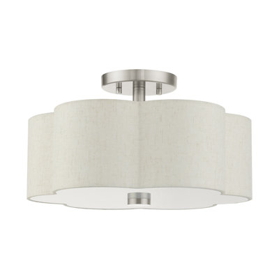 Copper Linen Blend Semi Flush Mount