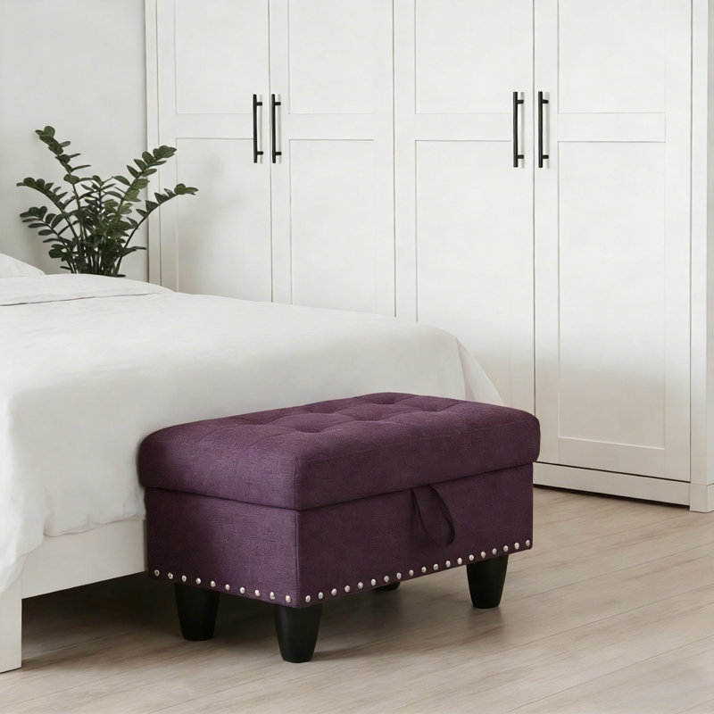 Repose-pieds en lin durable avec garniture cloutée et pieds robustes