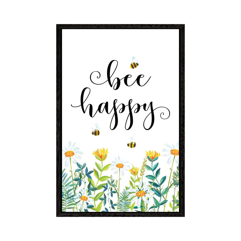 Bee Happy - Print on Canvas, Black Framed, 101.6 cm H x 66.04 cm W