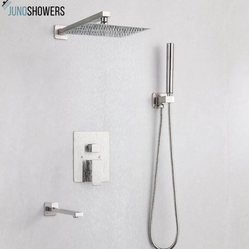 Juno New Brushed Nickel Finish Wall Mount Rain Shower Head