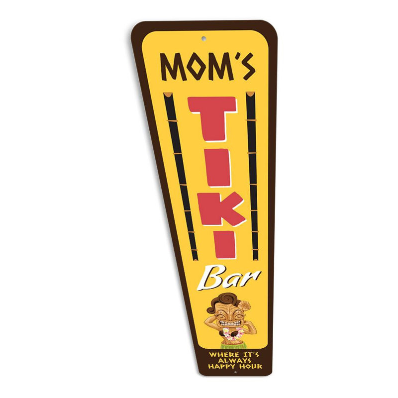 Plaque en aluminium Mom's Tiki Bar, H 24 po x l 6 po x P 0,06 po