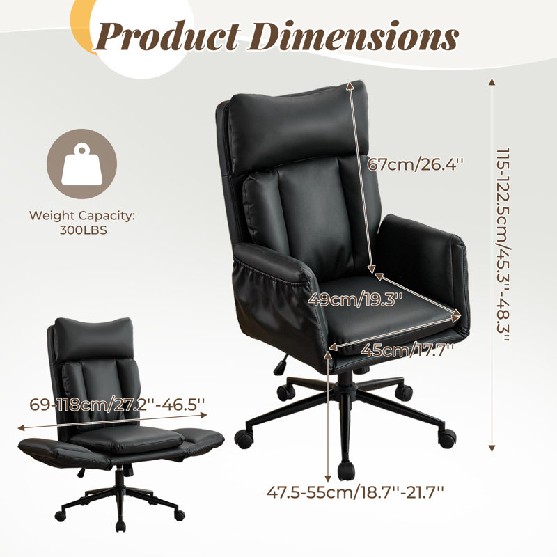 Fauteuil de bureau Big et Tall Criss, Noir