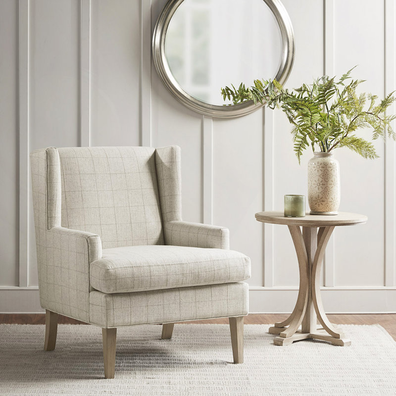 Méridienne simple avec dossier ailé et chaise longue de salon confortable, Beige, Naturel