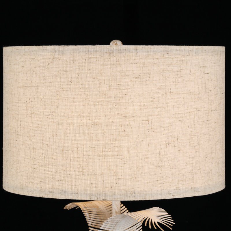 60cm Metal Table Lamp with Linen Shade, Antique Distressed White
