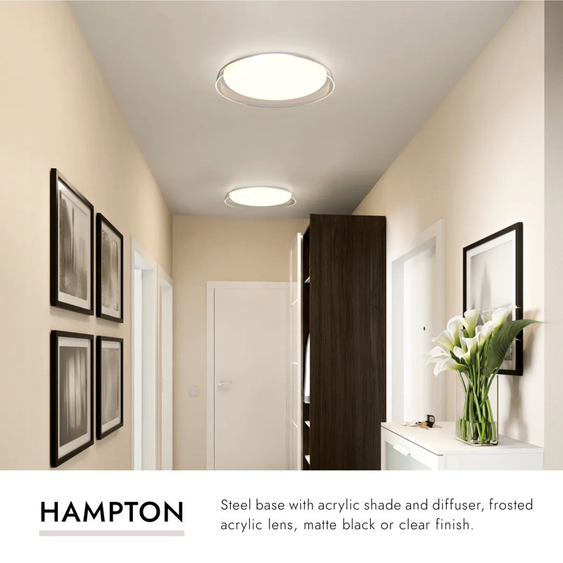 Hampton 1 - Light LED Flush Mount, Black, 3" H x 16.875" W x 16.875" D