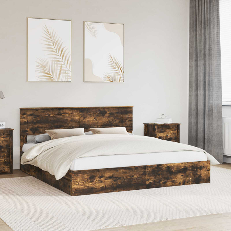 Bed, Super King (6'), Smoked Oak