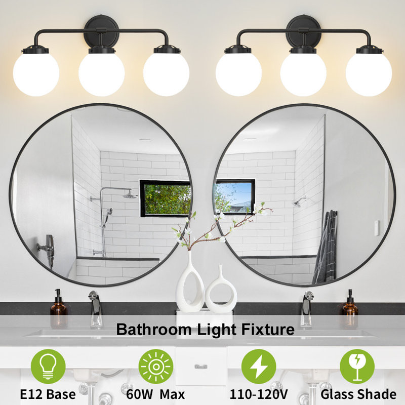 Jaxon Dimmable Vanity Light, Bulbs not Included, 3, Matte Black