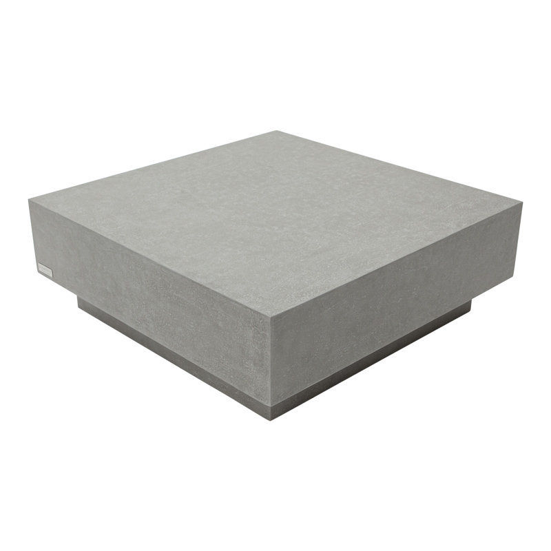 TEVERE Square Concrete Coffee Table 101.6 x 101.6 x 35.6 cm, Light Grey, Light Grey