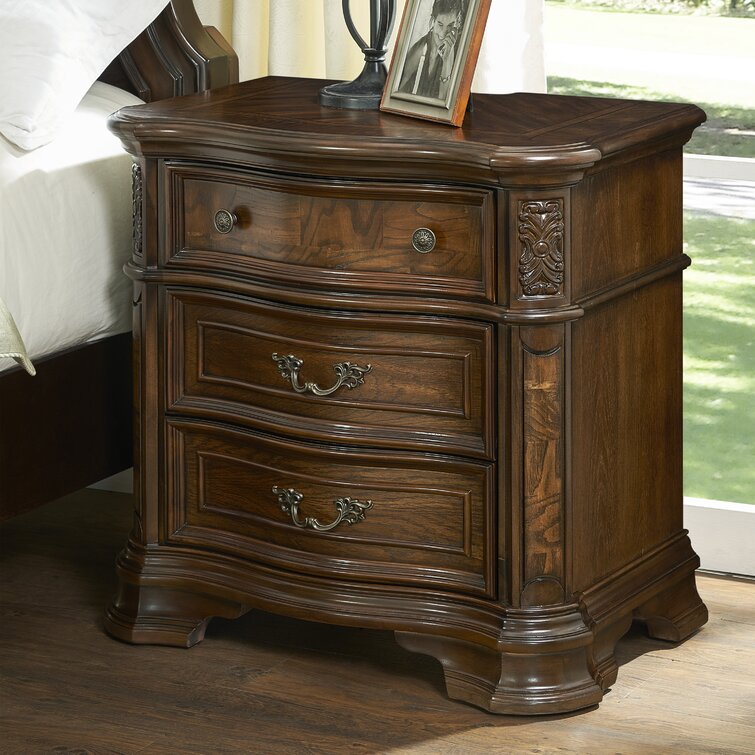 Valerian 3 Drawer Nightstand - Brown Cherry