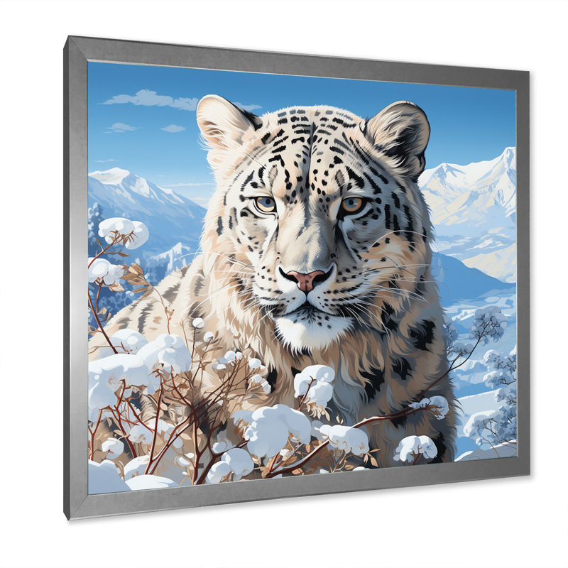 Tigre blanc en hiver V - impression, H 36 po x l 36 po x P 1,5 po, Cadre photo argenté