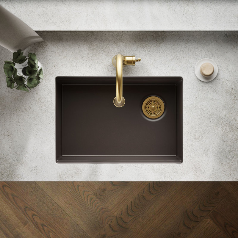 Billings Undermount Single-Bowl Workstation Kitchen Sink, Brown