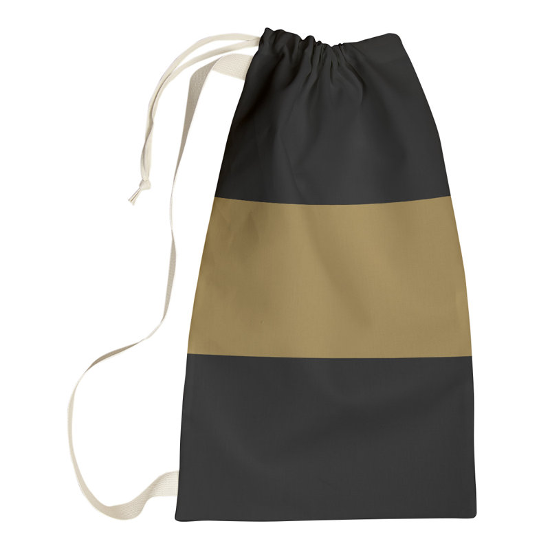 Nashville Fabric Laundry Bag with Handles, Medium (36" H x 28" W x 1.5" D), Nashville Black/Gold/Black