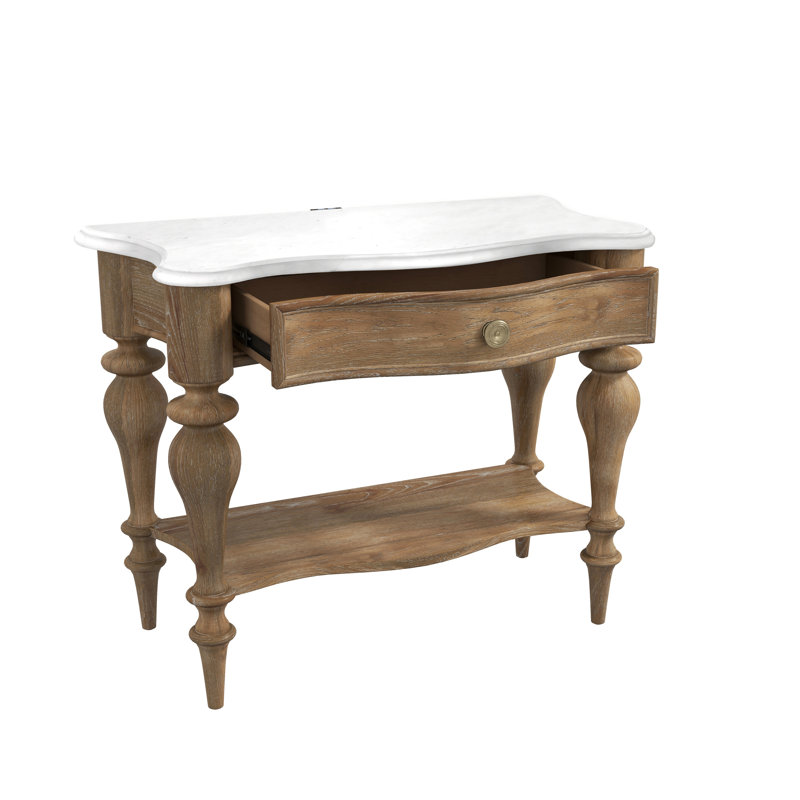 Weston Hills 1 - Drawer Solid Wood Nightstand w/ Stone Top in Natural