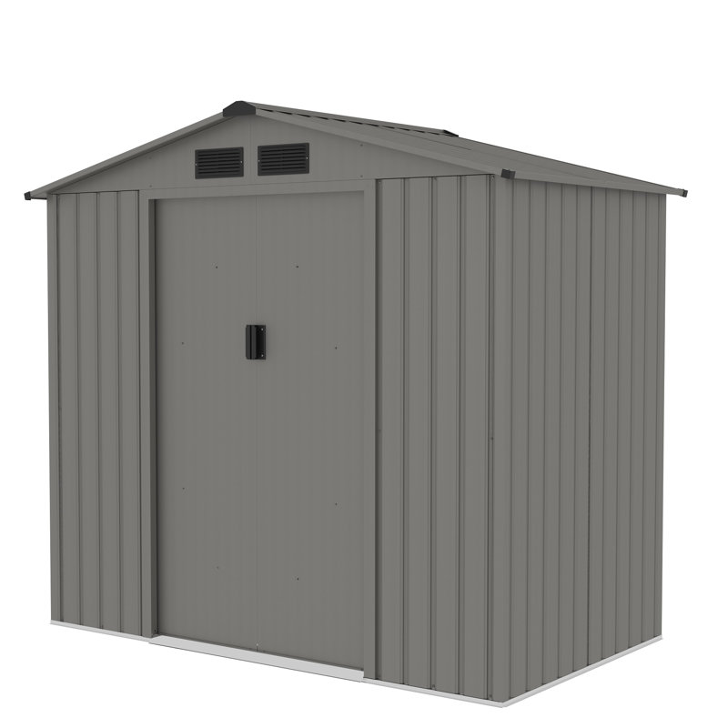 7 ft. W x 4 ft. D Metal Apex Garden Shed, Grey Aluminium