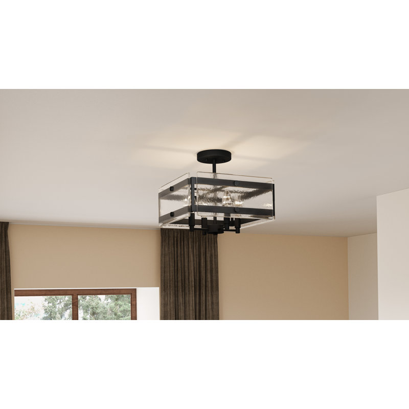 Plafonnier semi-encastré 4 lumières argenté Lancé, Terre noire