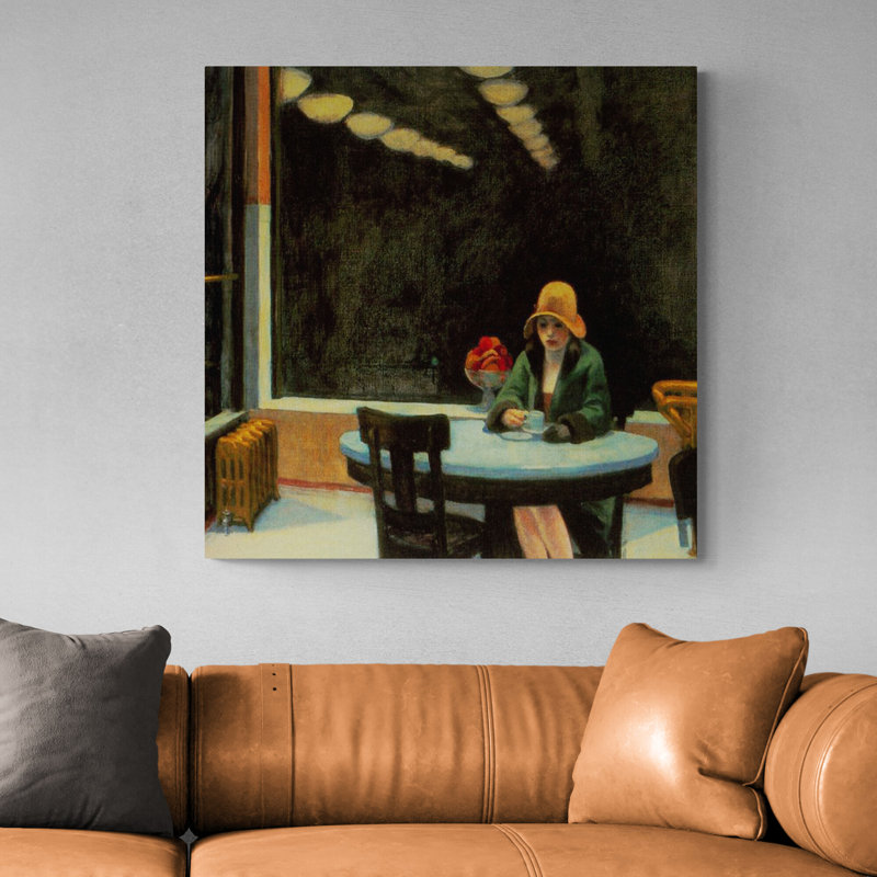 Automat by Edward Hopper - Print on Canvas, 97cm H x 97cm W x 4cm D