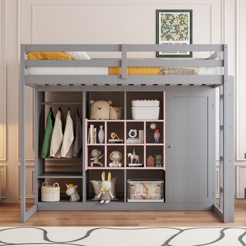 Lit mezzanine multifonctionnel en bois massif pour des chambres élégantes et peu encombrantes