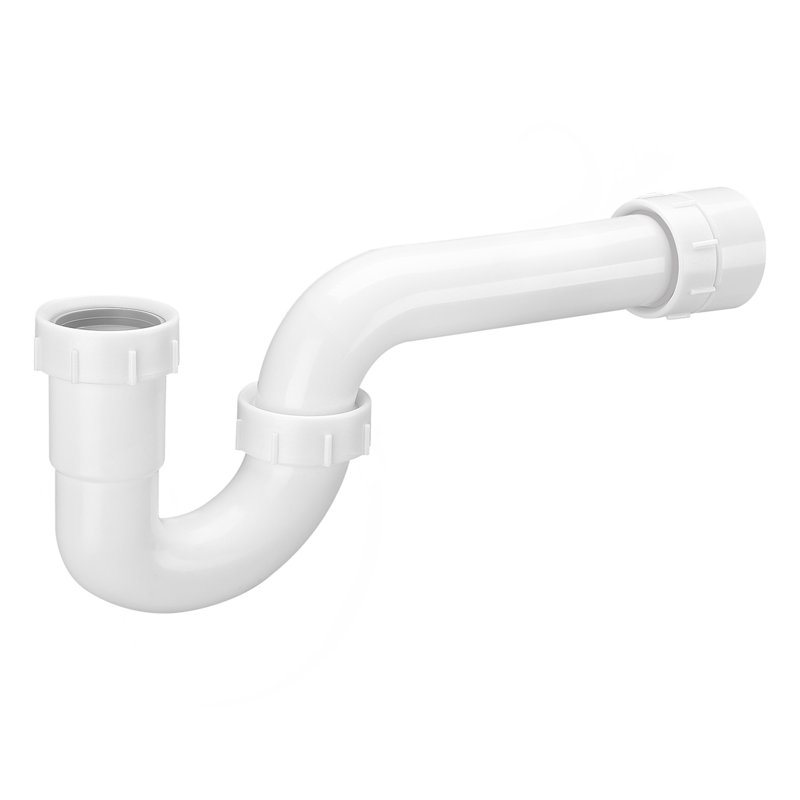 P-Trap, 1-1/2 Inch P Trap Sink Drain Pipe Kit With Threaded Adapter And TPU Leak-Resistant Washers, PP Plastic Pipe Basin Waste Kit, Under Sink Plumbing For Kitchen Bathroom Sewer Drain, White