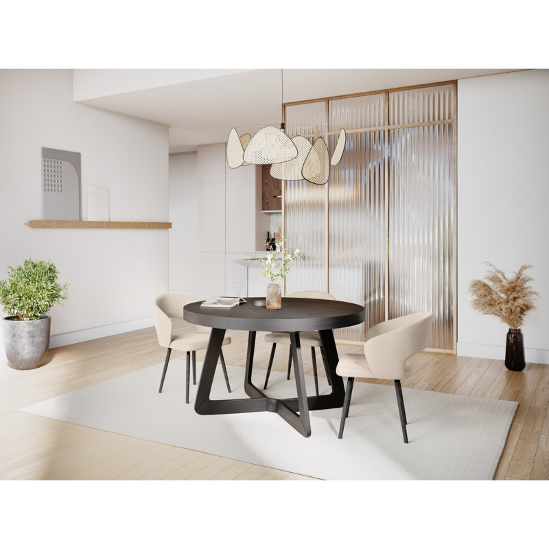 Jahkeim Extendable Beech Round Dining Table, Black