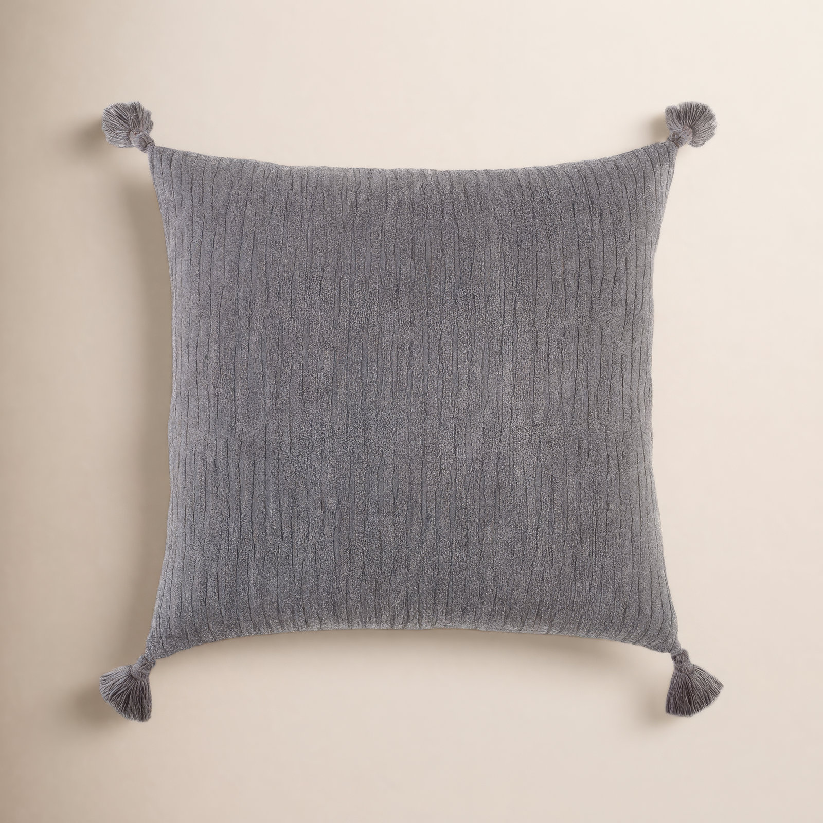 Colombina Embroidered Cotton Throw Pillow, Gray