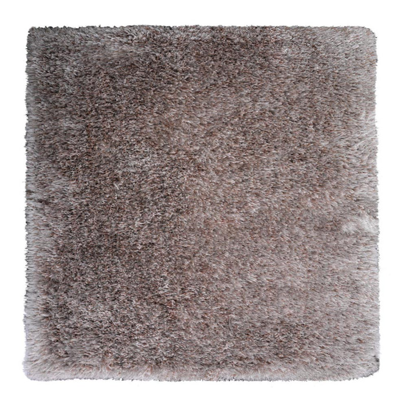 Tapis à poils longs en polyester touffeté à la main Sabates, Carré 6 pi