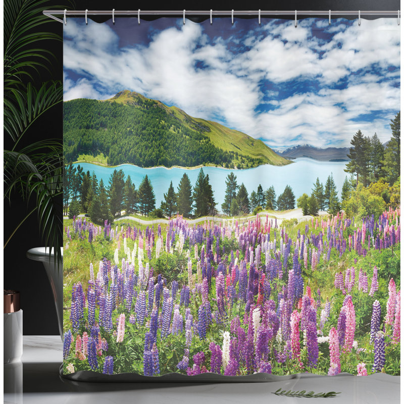 Rideau de douche décoration et crochets de douche florale lake Bleeker, H 70 po x l 69 po