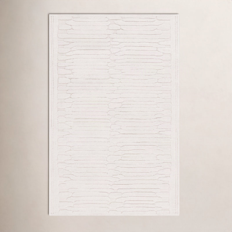 Elona Hand Tufted Wool/Cotton Area Rug in Ivory, Rectangle 8' x 10'