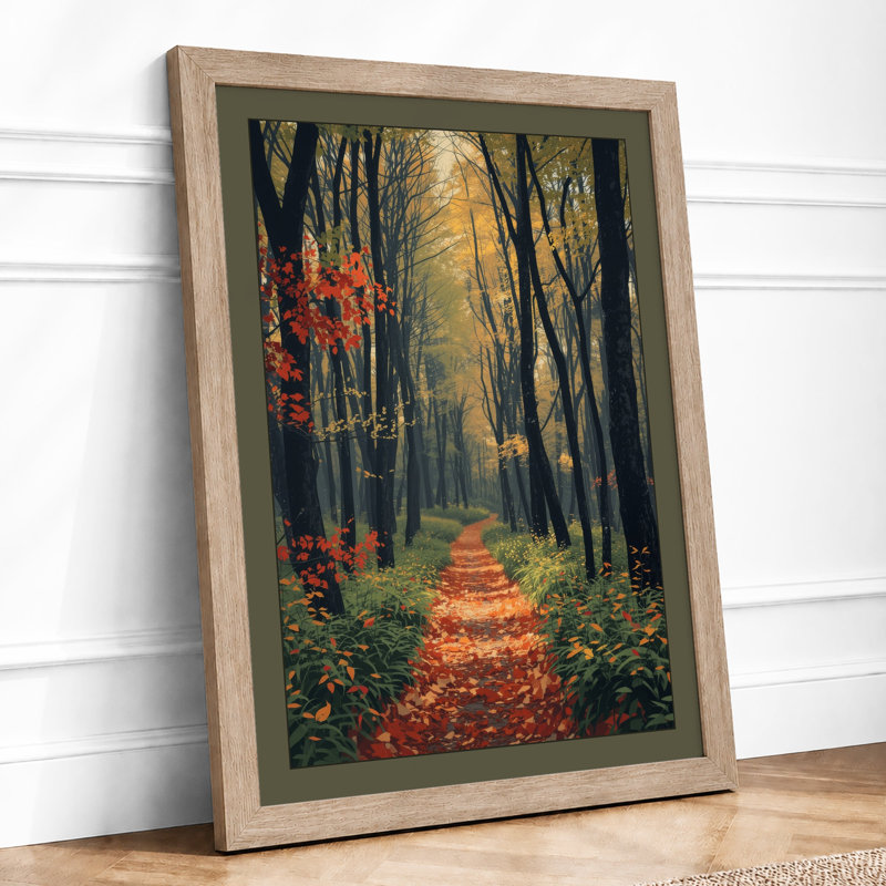 Autumn Forest Path Scandinavian - Print, Oak, A4 - 29.7 x 21.0 cm