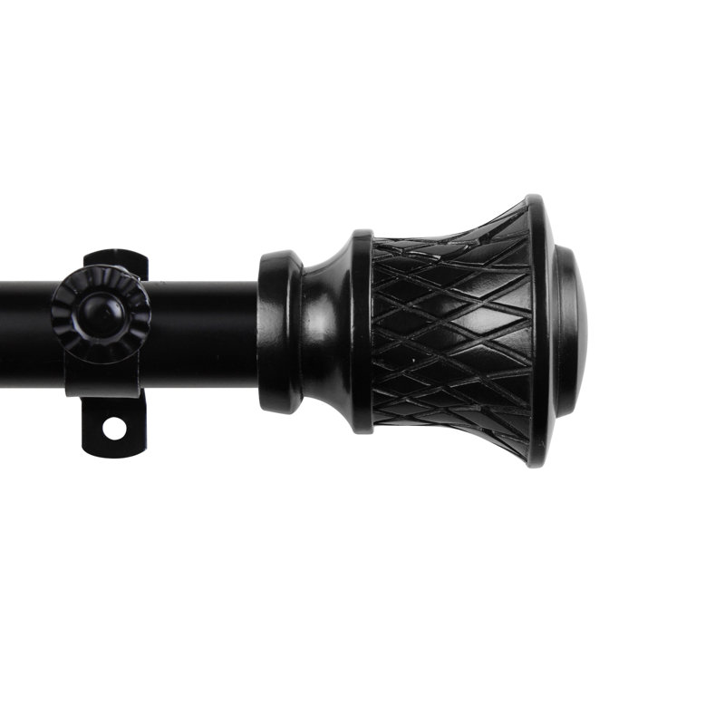 Tringle à rideaux simple en métal et fenêtre réglable en résine de 0,81 po Danery, Noir, 28 po à 48 po (chaque côté)